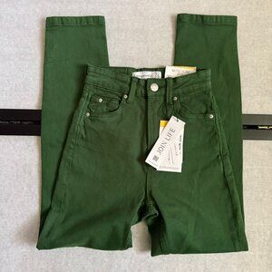 STRADIVARIUS Mom Slim Fit Jeans Women's 00 EU 22 Green Denim Skinny NWT